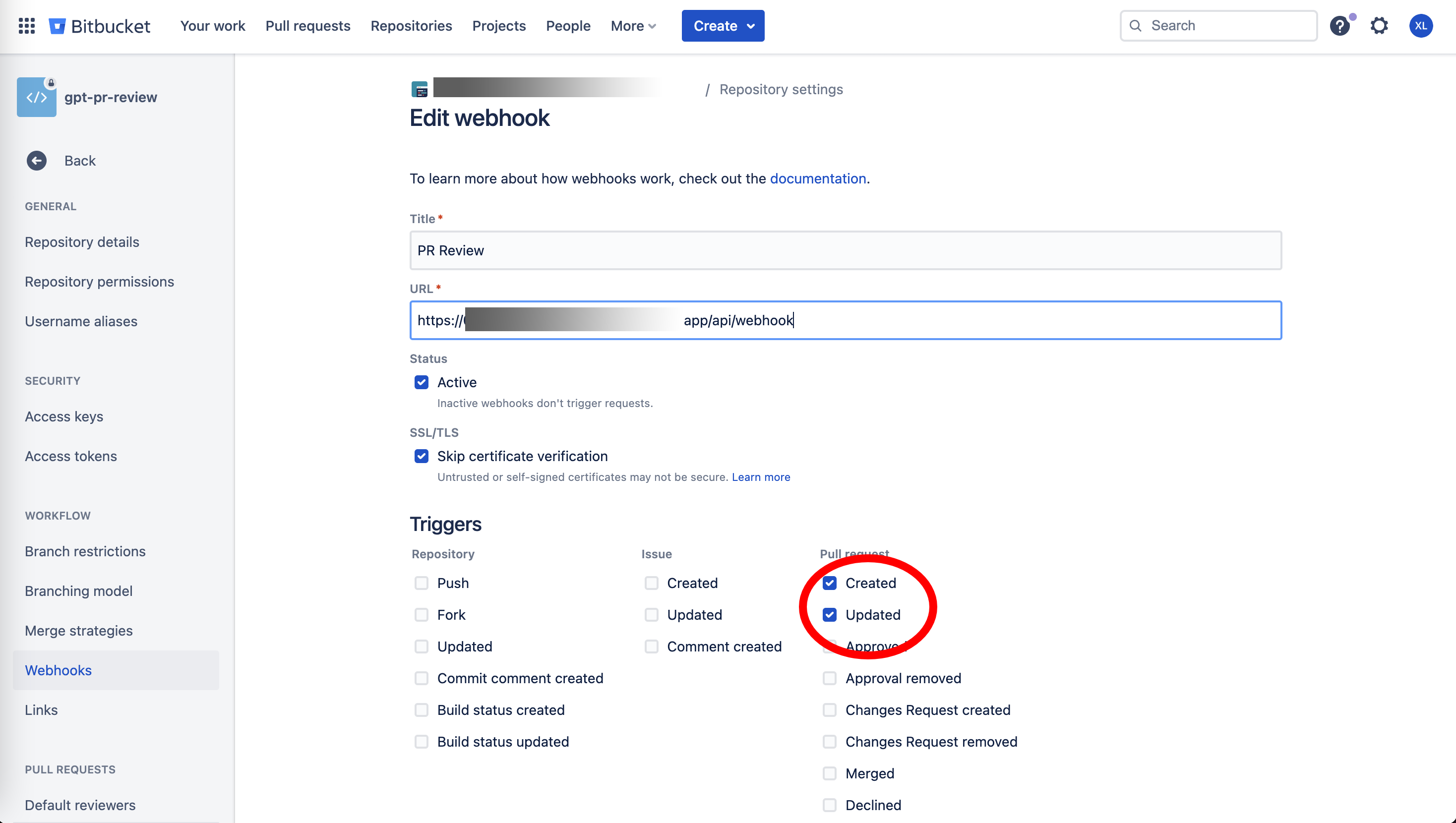 Bitbucket Webhook Configuration